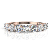 Demi-alliance 9 diamants synthétiques ronds 1.20 carat or rose Daniela
